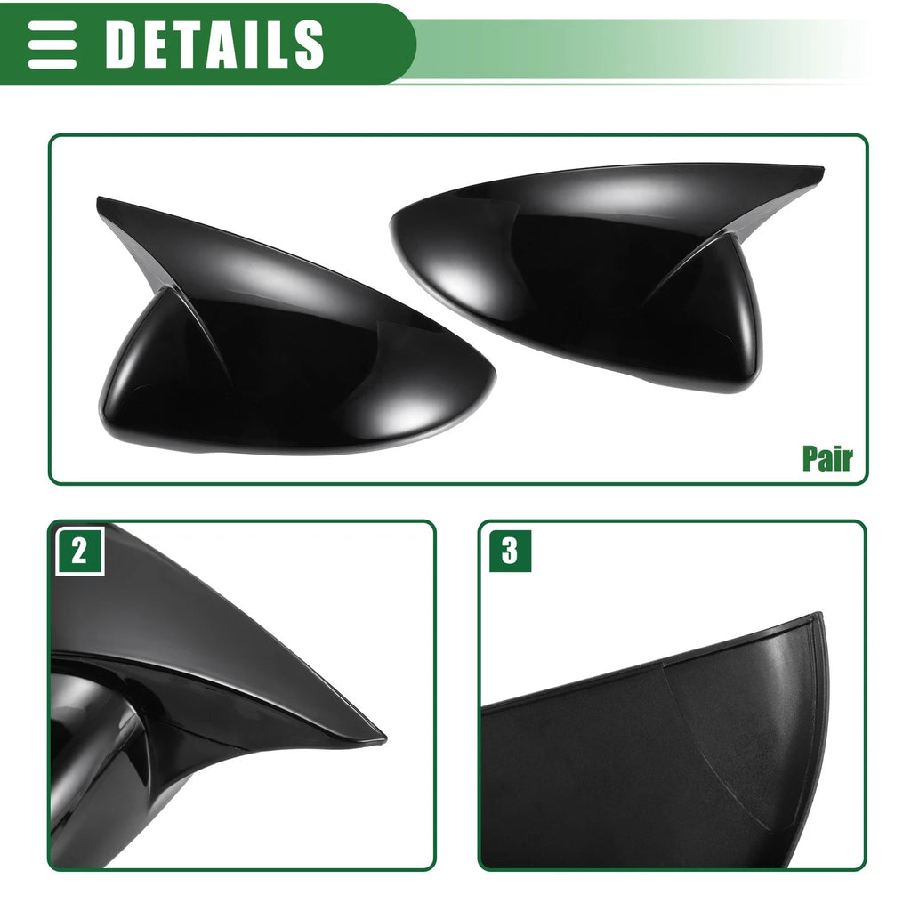 1 Pair Rearview Mirror Cover for Kia Forte K3 (2019–2021) Gloss Black