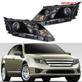 2X Halogen Headlight Set for Ford Fusion (2010–2012) Black Housing