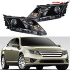 2X Halogen Headlight Set for Ford Fusion (2010–2012) Black Housing