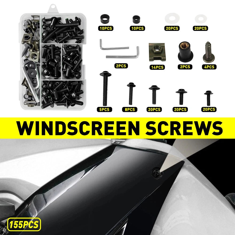 Set of 155 Black Aluminum Fairing Bolts Kit for Suzuki GSXR600/750/1000 (2006–2023)