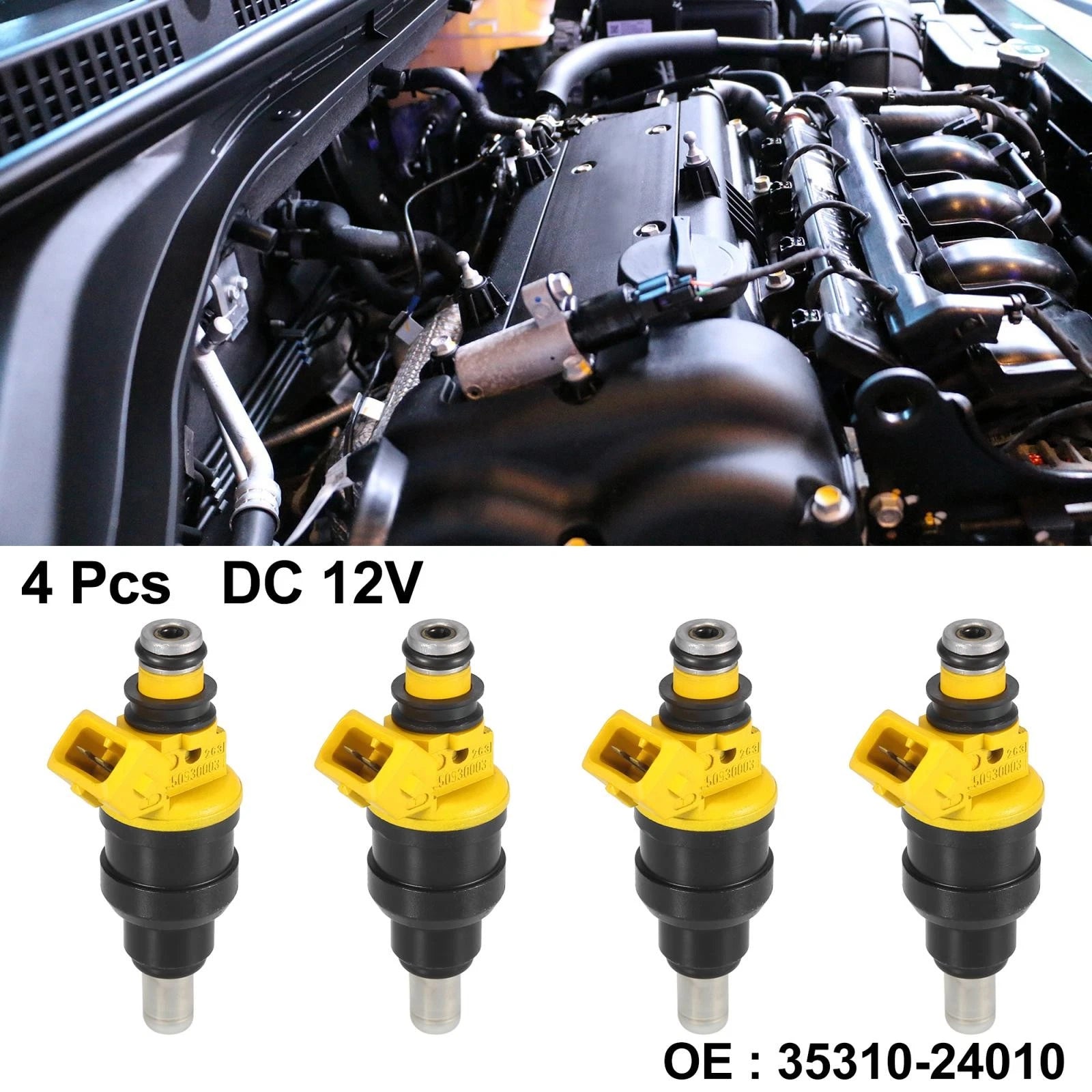 Set of 4 Fuel Injector Nozzles for Hyundai Excel (1991–1994) 35310-24010