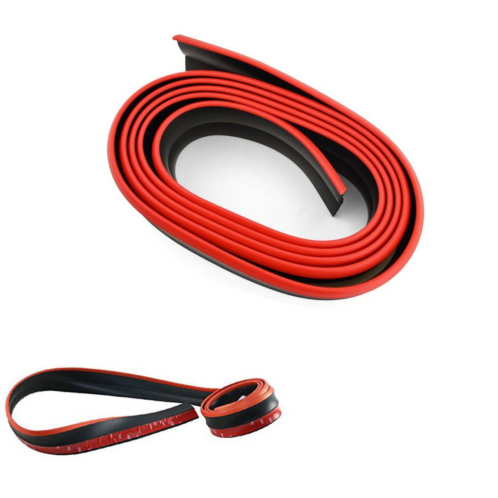 8ft Black Red Bumper Spoiler Lip Splitter for Universal (Universal, 2020-2024)