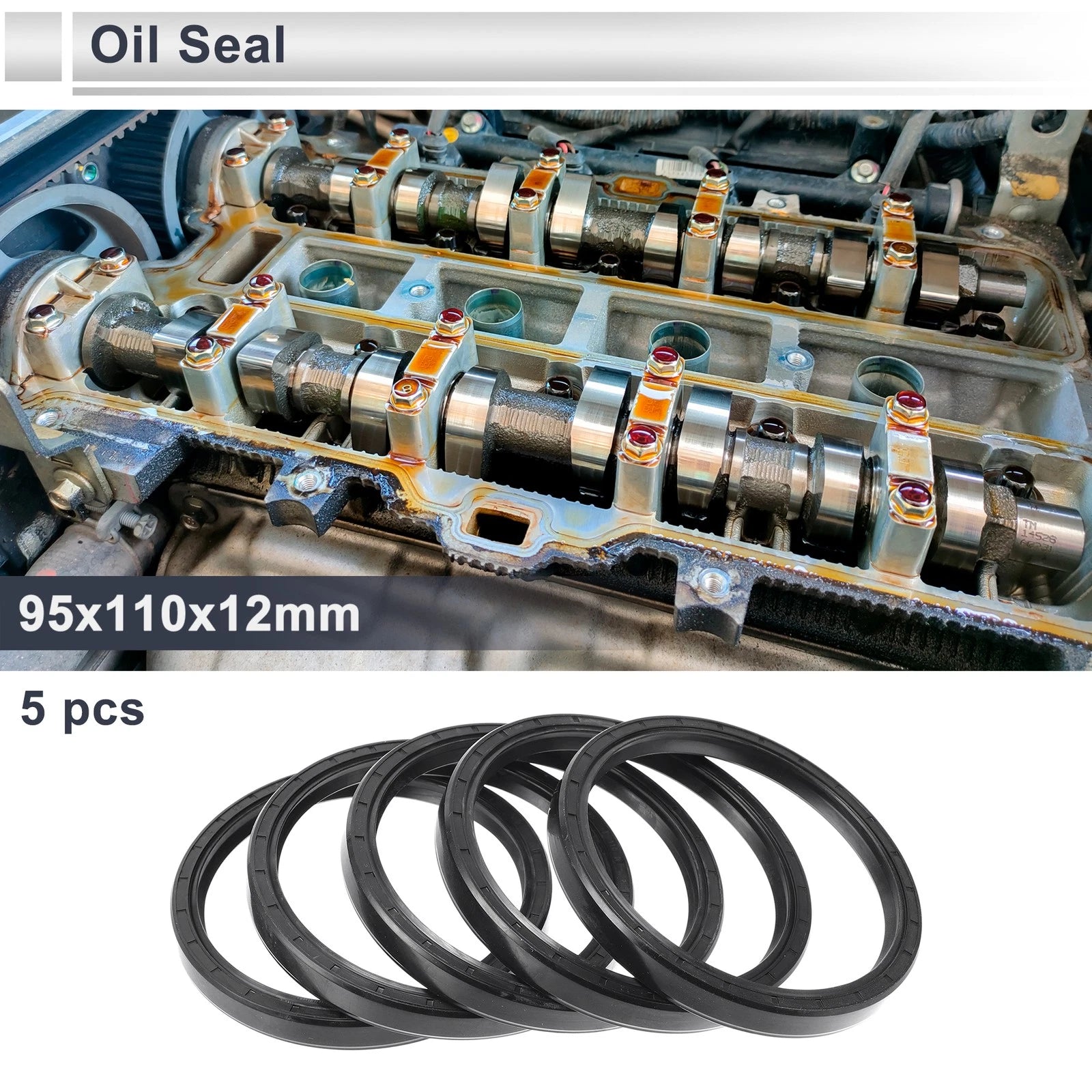 Set of 5 Oil Seal Rotary Shaft Seal for Various Models (95x110x12mm)