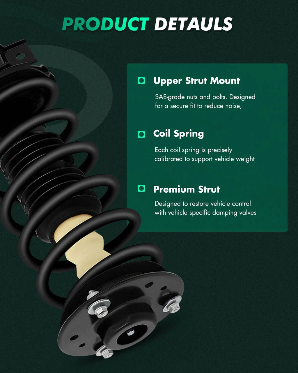 Complete Shocks Struts Coil Springs Mount Front Pair for Chevrolet Equinox (2007–2013)