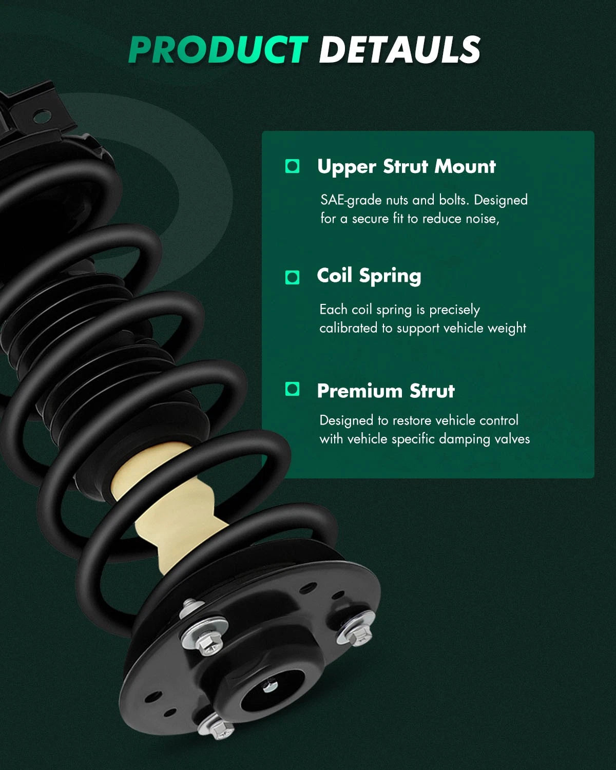 Complete Shocks Struts Coil Springs Mount Front Pair for Chevrolet Equinox (2007–2013)