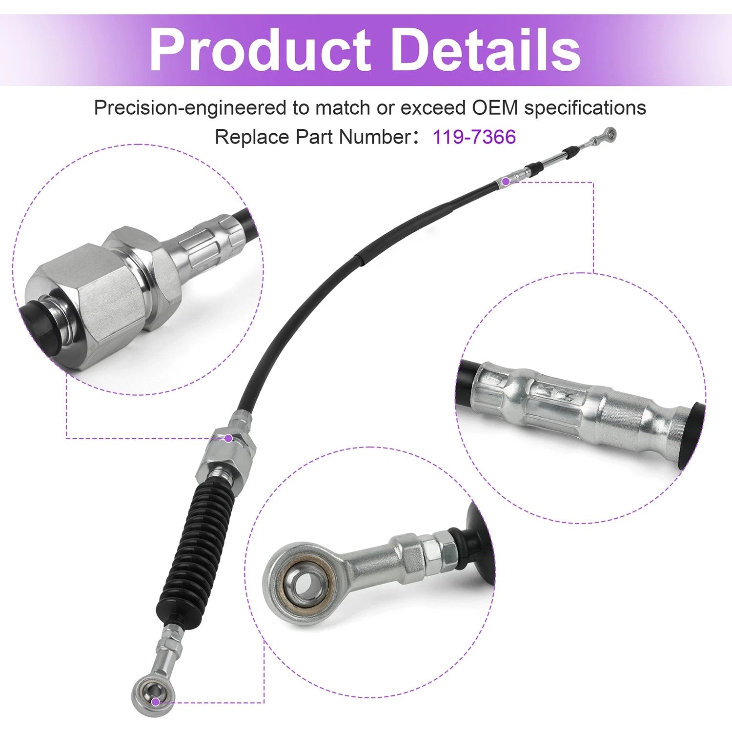 Cable Assembly for Toro Grandstand Mowers (48, 52, 60) 119-7366
