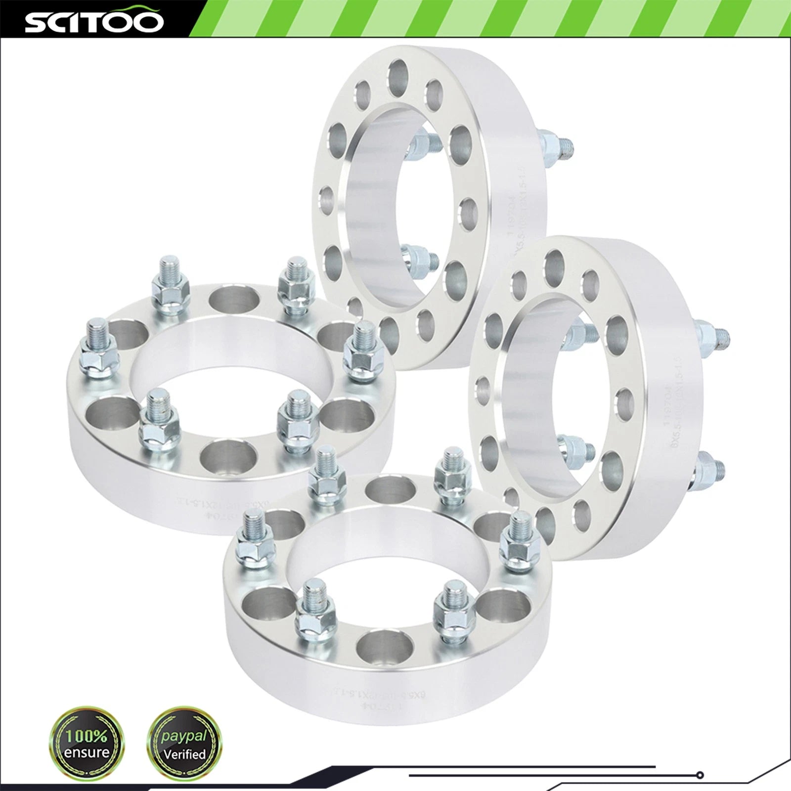 Set of 4 Wheel Spacers 6x5.5 for Toyota 4Runner, Chevy Colorado (Fits 12x1.5)