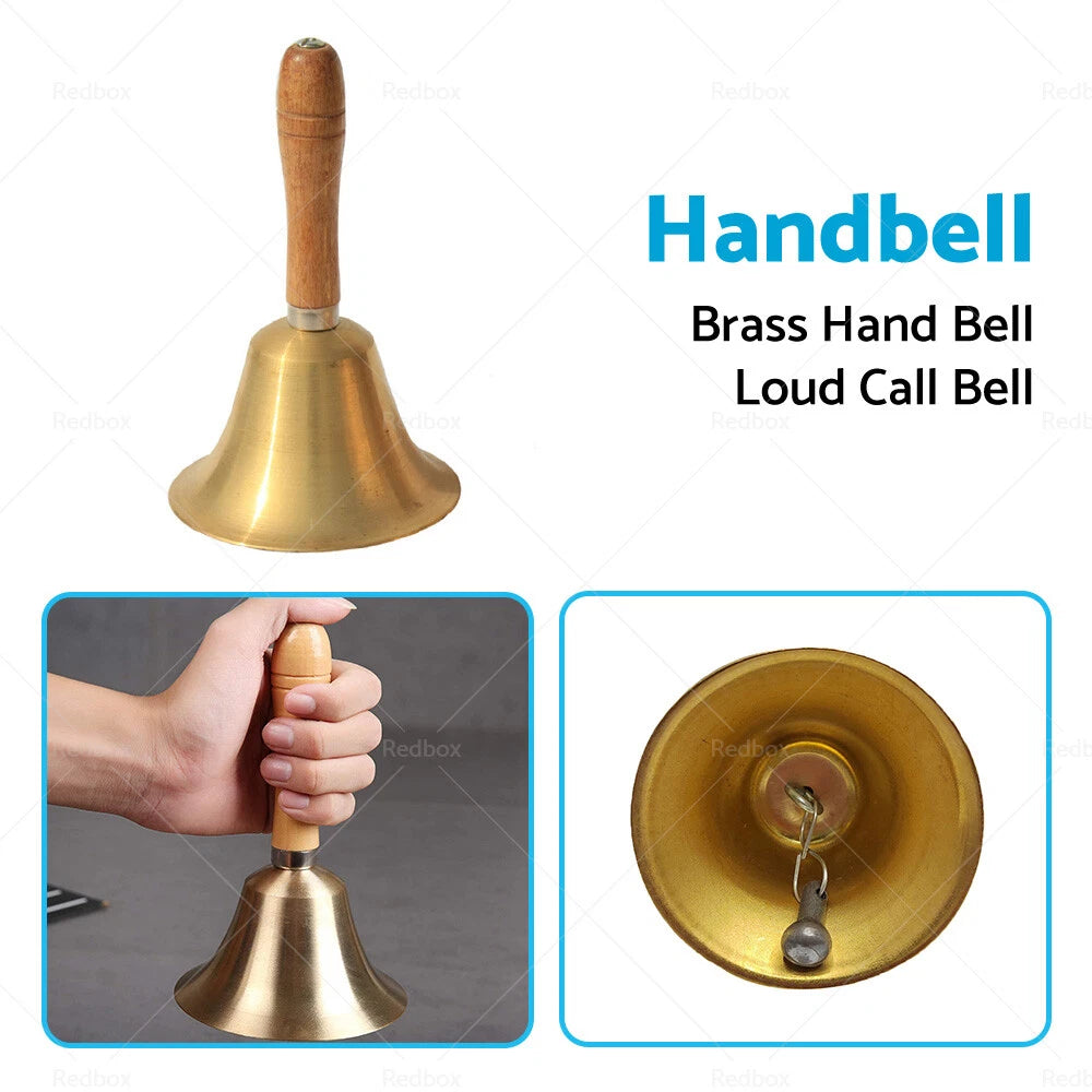Brass Hand Bell with Wood Handle for Wedding Festival (8CM)