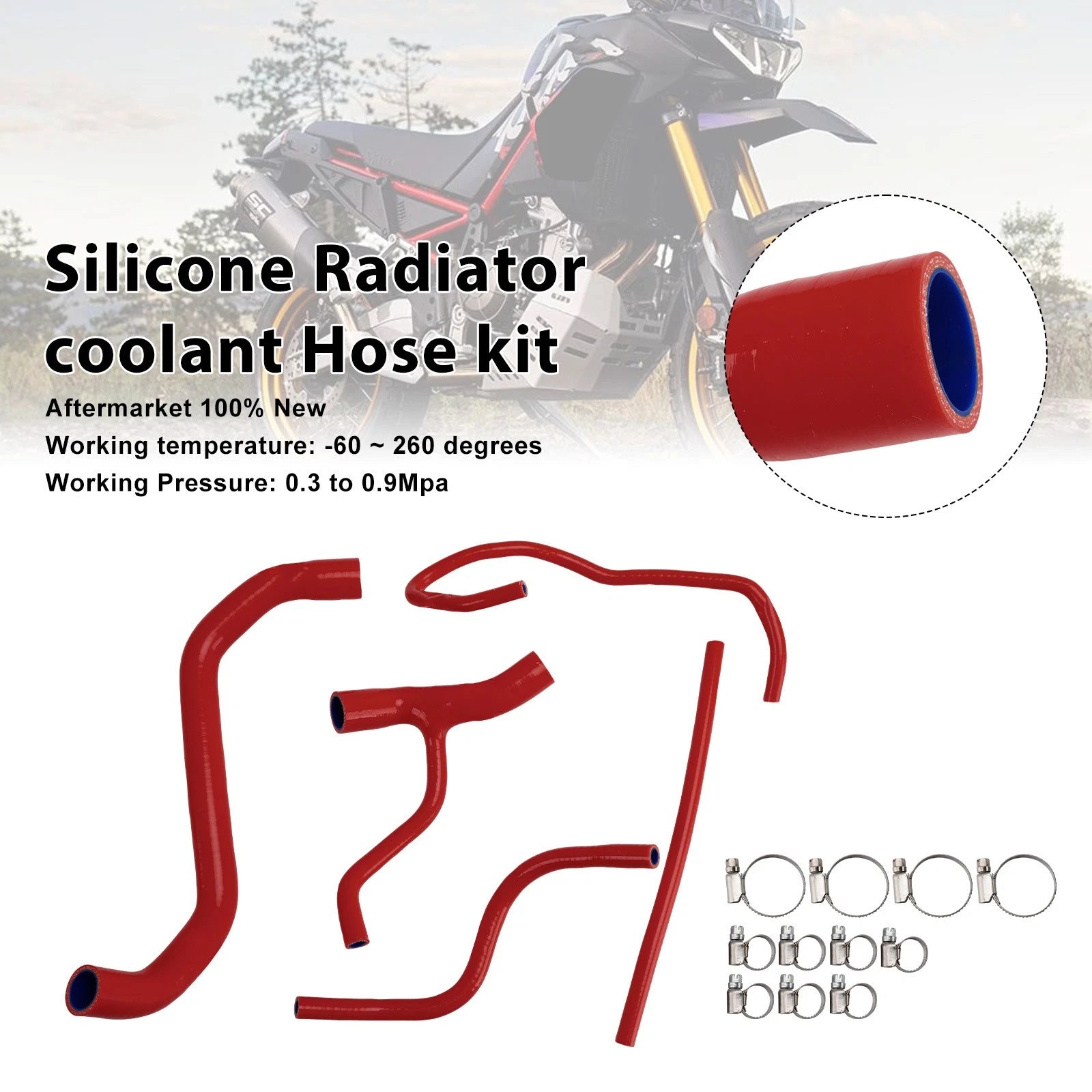 Silicone Radiator Coolant Hose for Aprilia Tuareg 660 (2022–2025) Red#5