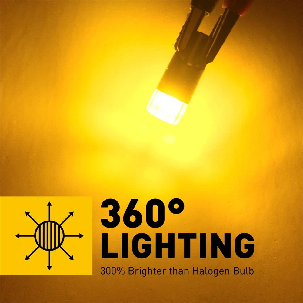 2X Amber LED Headlight Bulbs for T10 W5W 194 168 (Plug and Play)