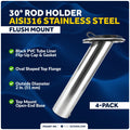 Set of 4 Flush Mount Fishing Rod Holders for 30 Degree Angled Installation
