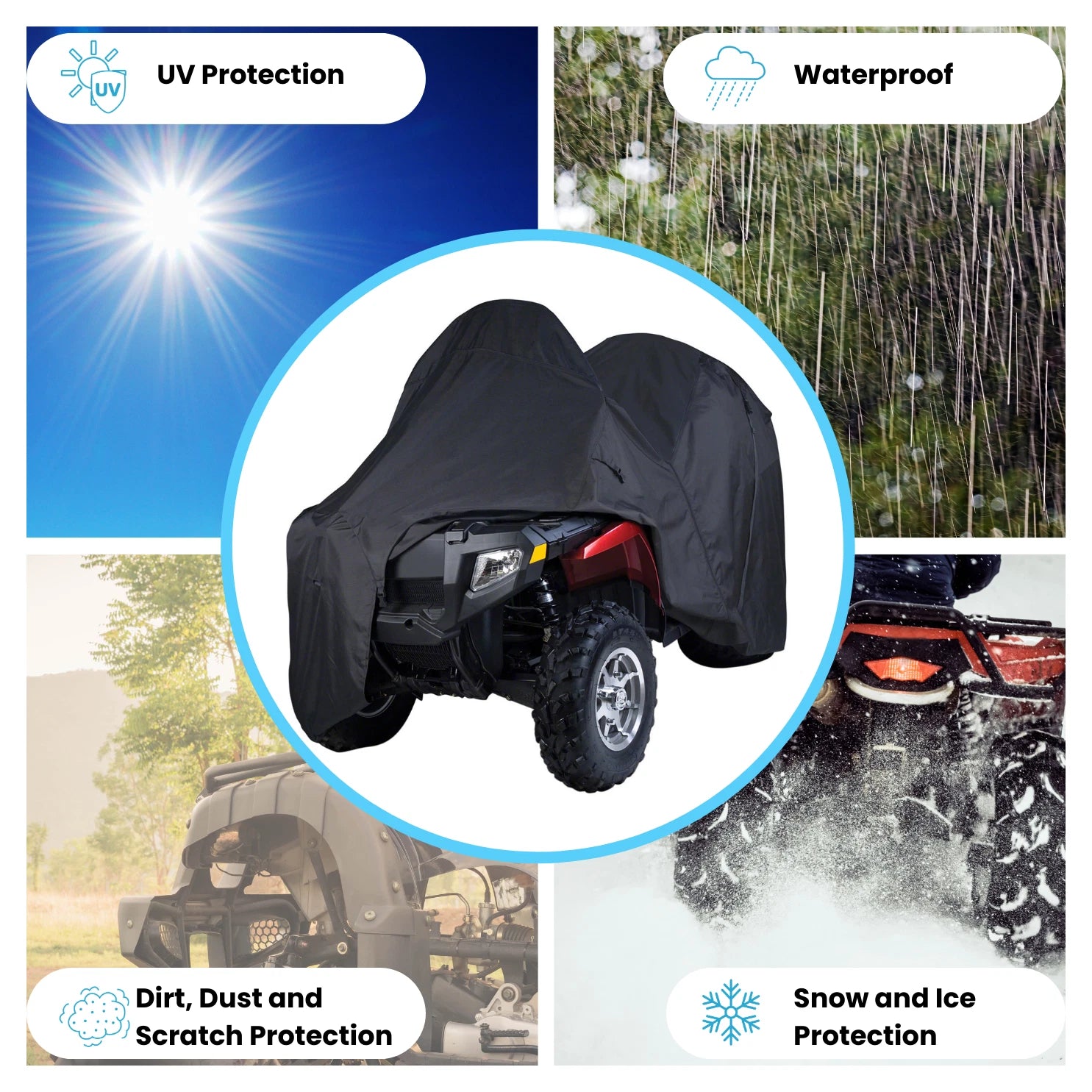 Deluxe Expandable ATV Storage Cover for 1 or 2-Up ATVs (Fits Most Models)