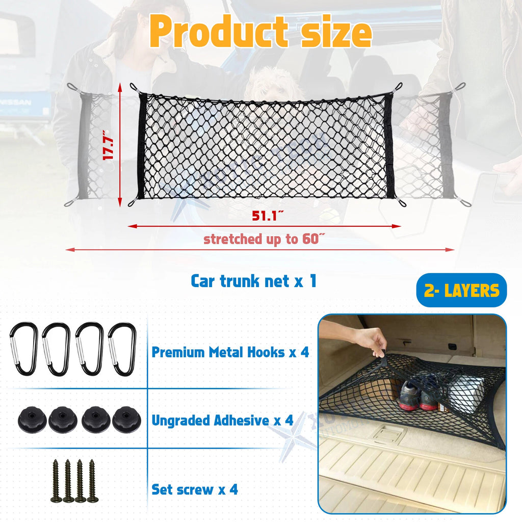 Trunk Cargo Net Storage Organizer for Dodge Ram 1500 2500 3500 (2019-2024)