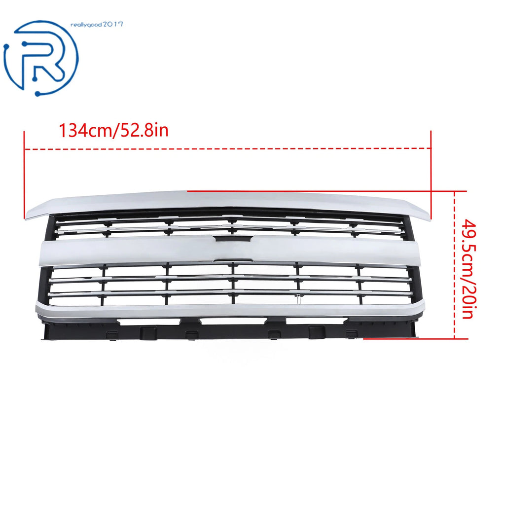 Chrome Front Grille Assembly for Chevy Silverado 2500HD 3500HD (2015-2019)