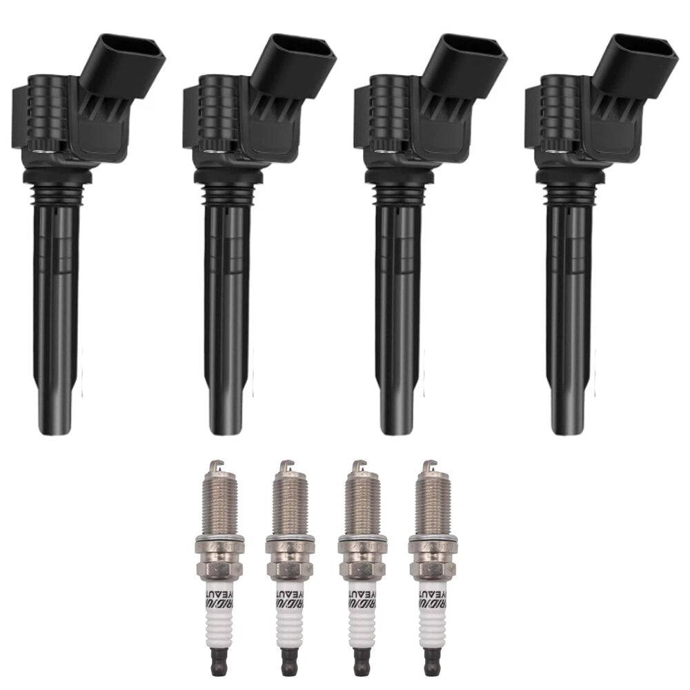 Set of 4 Ignition Coils + Iridium Spark Plugs for VW Golf Jetta Passat Audi A4 Q5 Q7