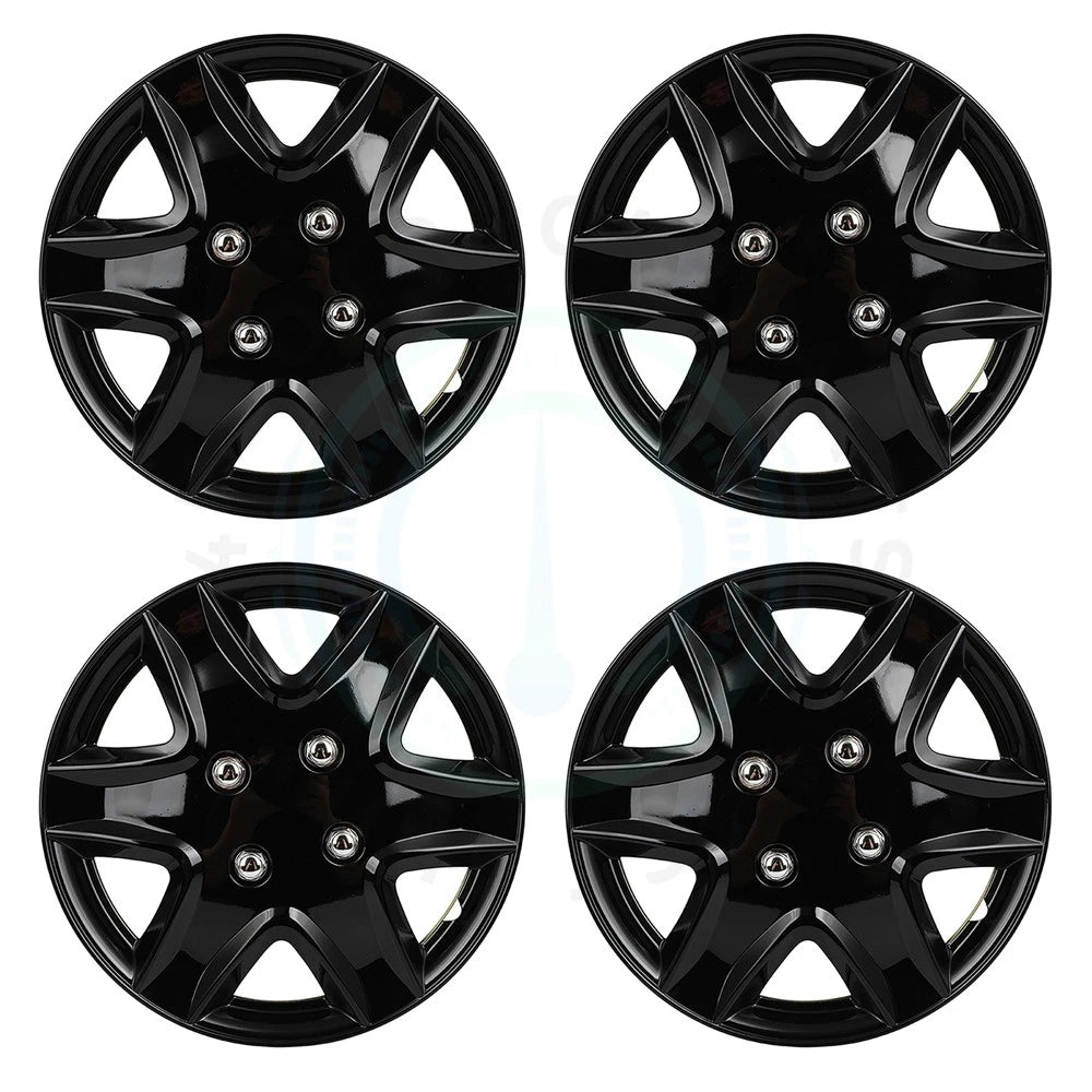 Set of 4 Black 14" Wheel Hub Caps for R14 Tires (Fits 4 Lug)
