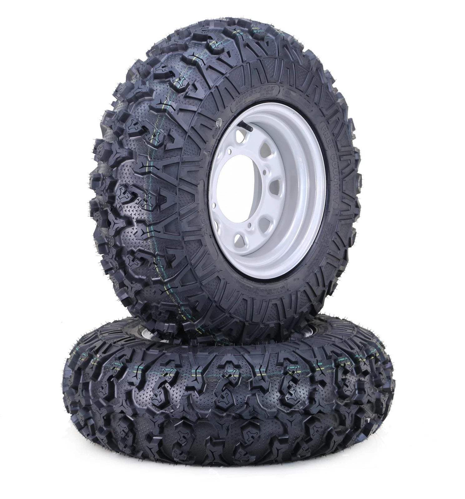 Set of 2 ATV Tires & Wheels 24x8-12 8Ply 4-156 PCD 4+3 Silver