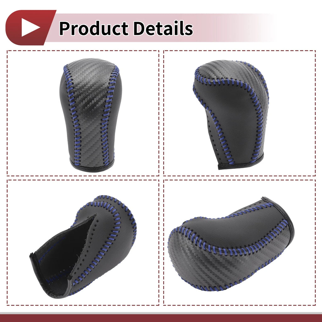 Gear Shift Knob Cover for Mazda CX-5 (2013–2014) Black Blue Faux Leather