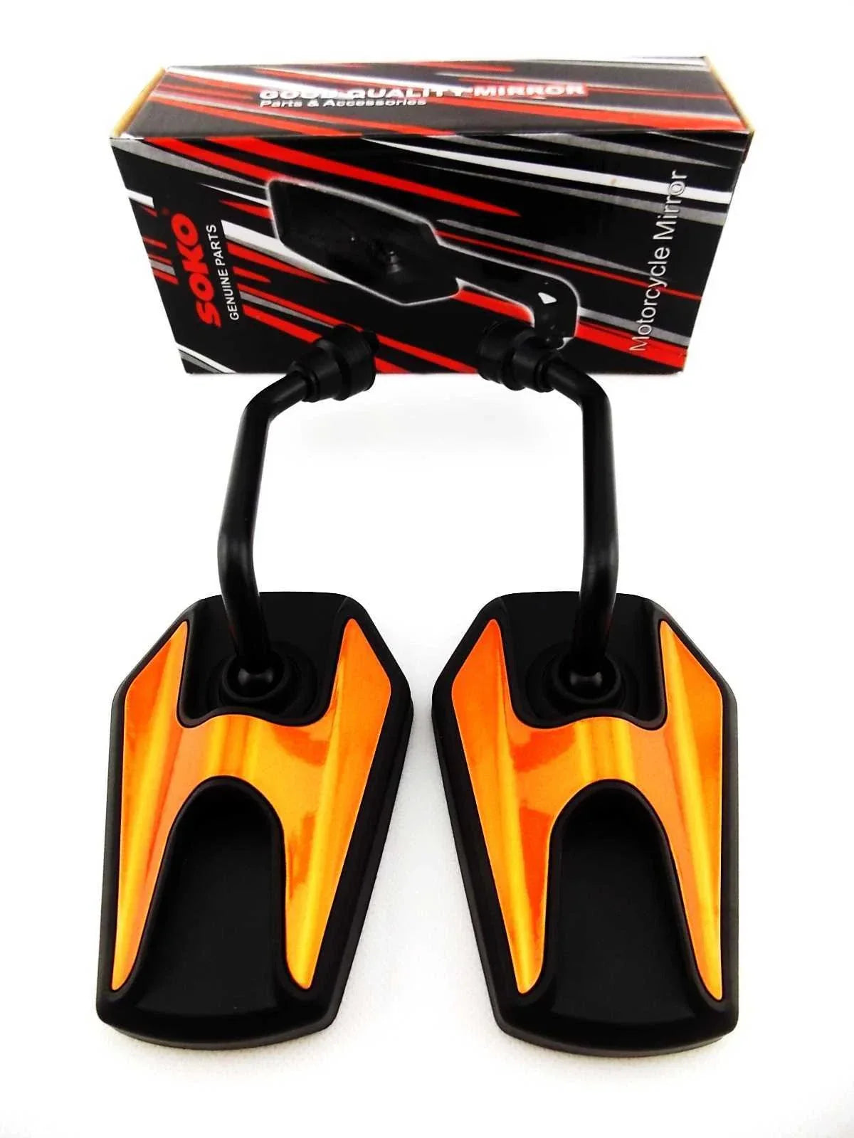Black Orange Hex Soko Mirrors for Honda CB125 (1970-1991)