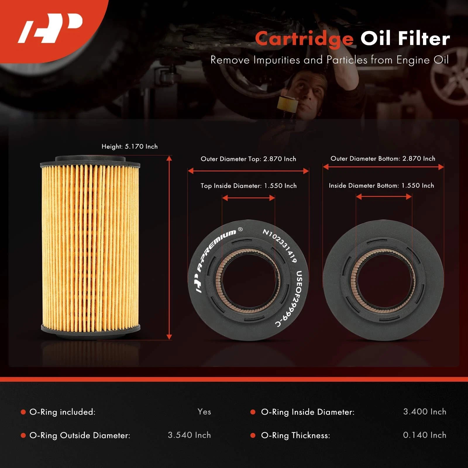 2X Engine Oil Filter for Hyundai Sonata (2006–2010) Kia Sorento (2007–2009)