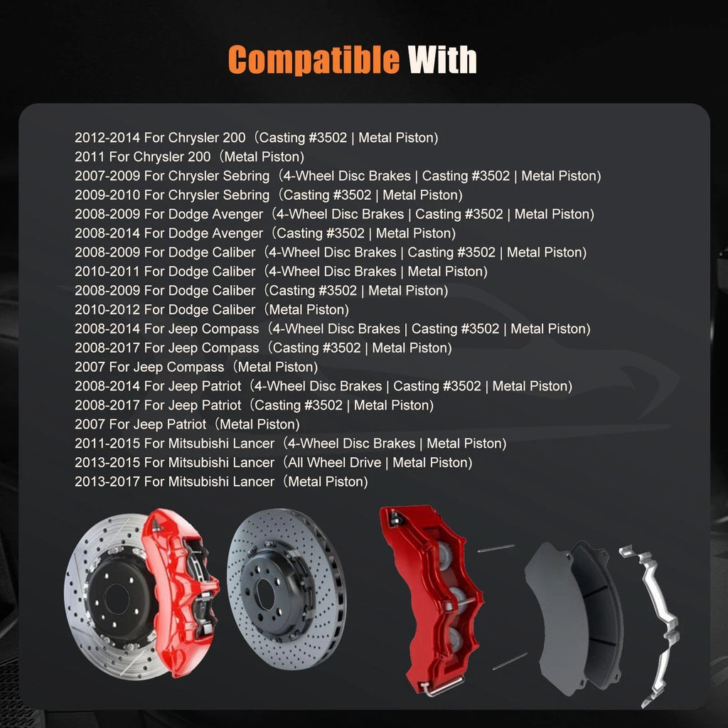 Brake Calipers w/ Bracket Pair for Chrysler 200 (2011–2014)