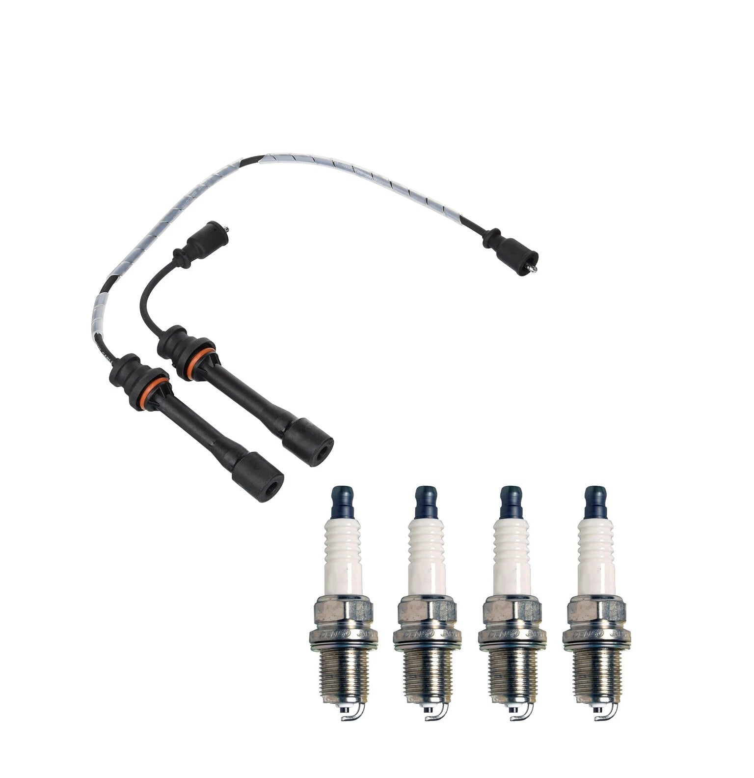 Denso Wire Set & 4 U-Groove Spark Plugs for Mazda 1.8 L4 (0.044)