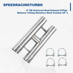 4" OD Dual Exhaust H-Pipe for Custom Applications (24" Length)