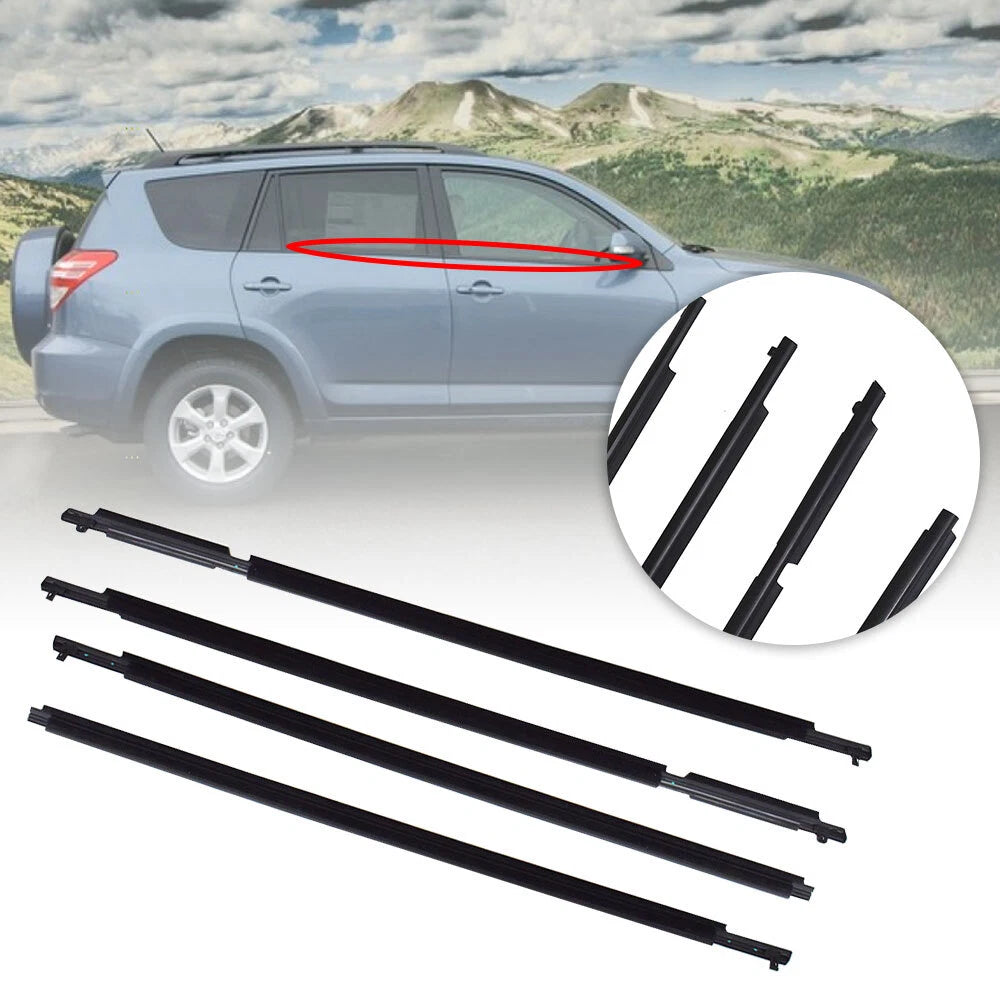Set of 4 Weatherstrip Window Moulding Trim Seals for Toyota RAV4 (2009–2012)