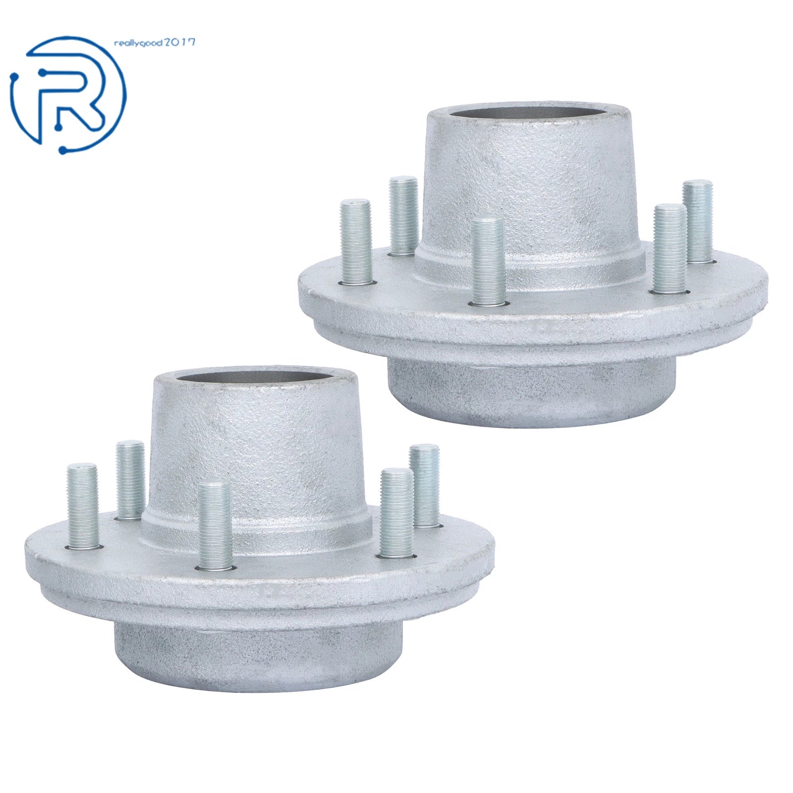 Pair Galvanized Hubs Kit for Boat Trailer (6 Lug 6 on 5.5") 15123×25580 Bearings