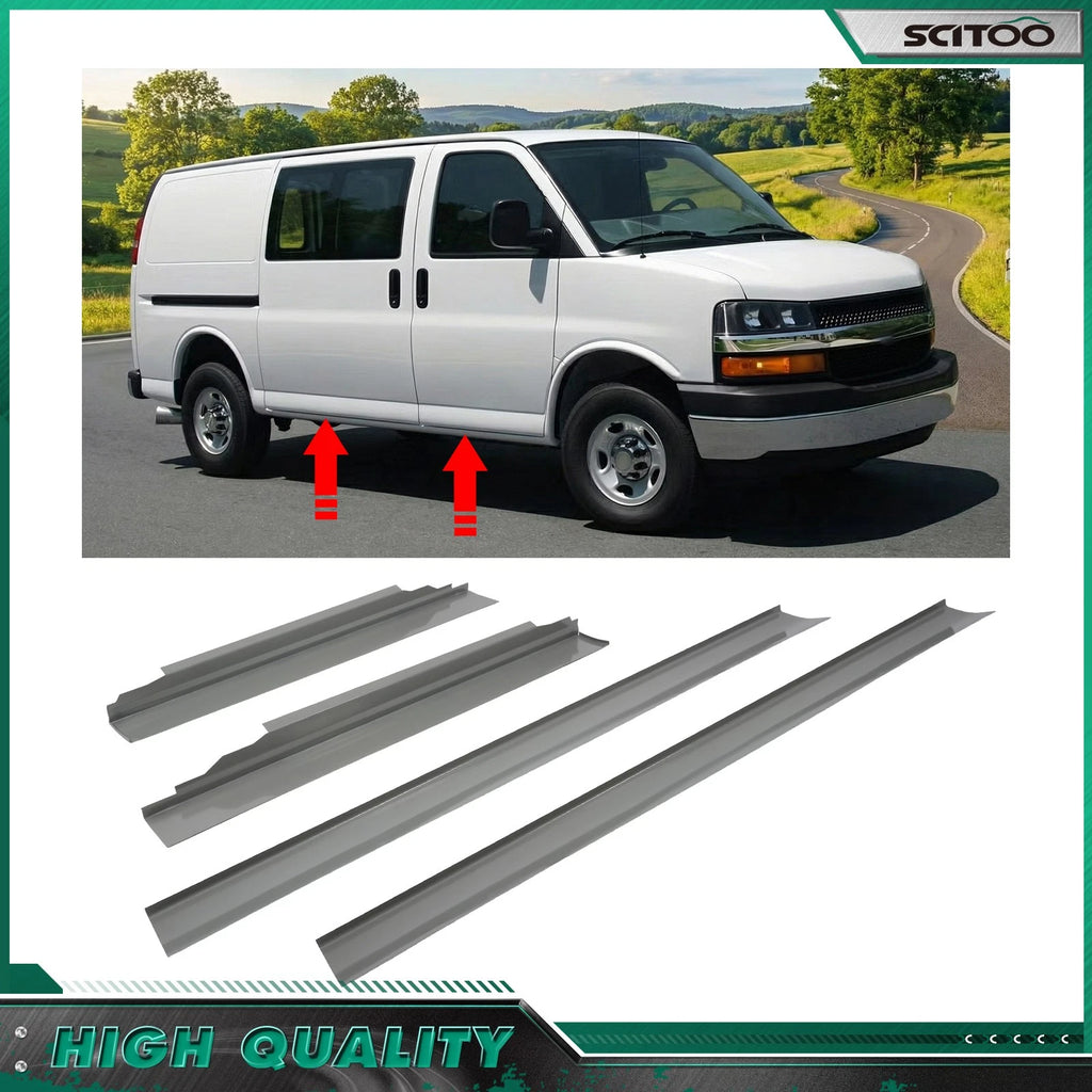 Set of 2 Rocker Panels for Chevy Express GMC Savana 1500 2500 3500 (1996–2014)