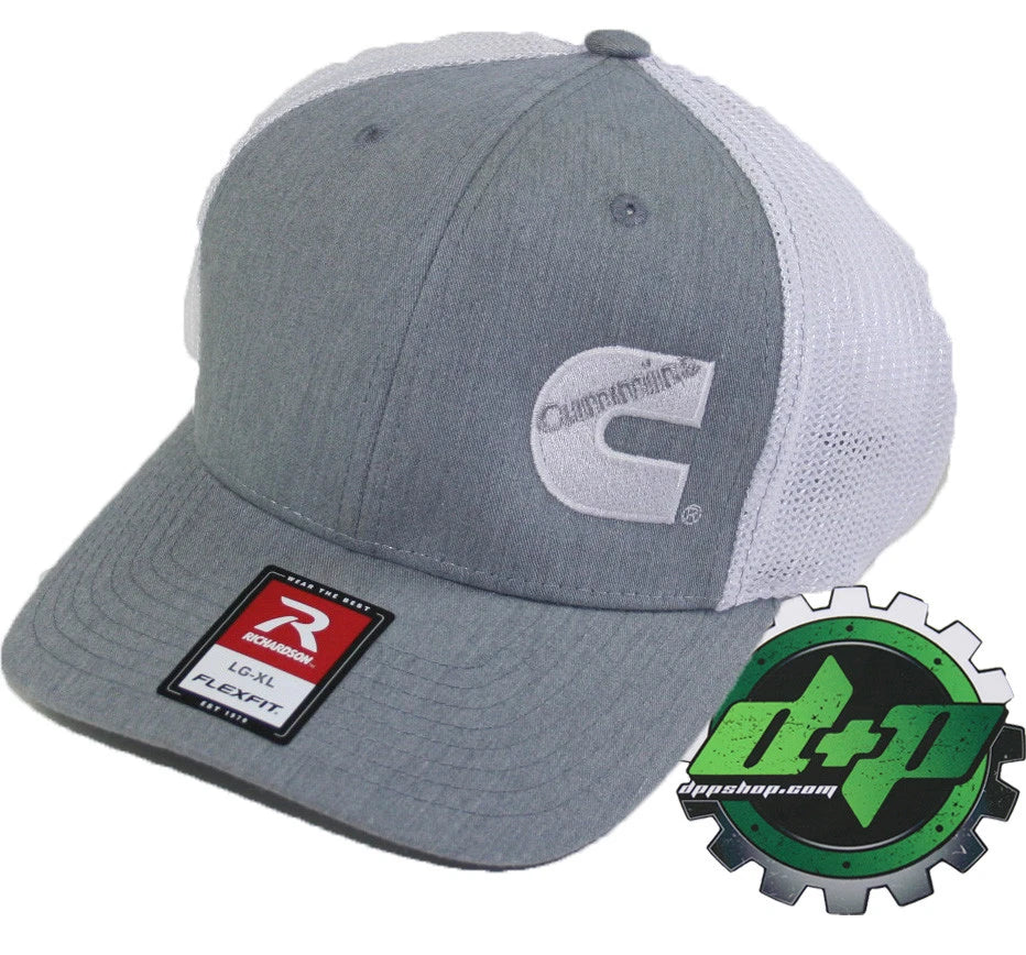 Cummins Trucker Hat for Trucks (Richardson Light Gray Denim White Mesh)