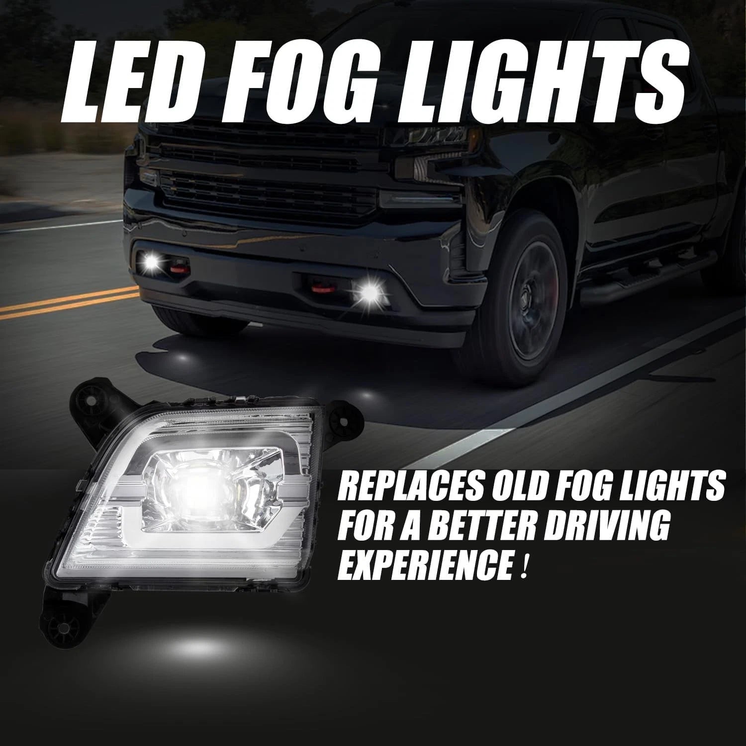 2X LED Fog Lights for Chevy Silverado (2019-2023)