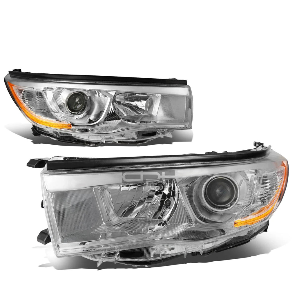Chrome Housing Amber Corner Projector Headlight for Toyota Highlander (2014–2016)