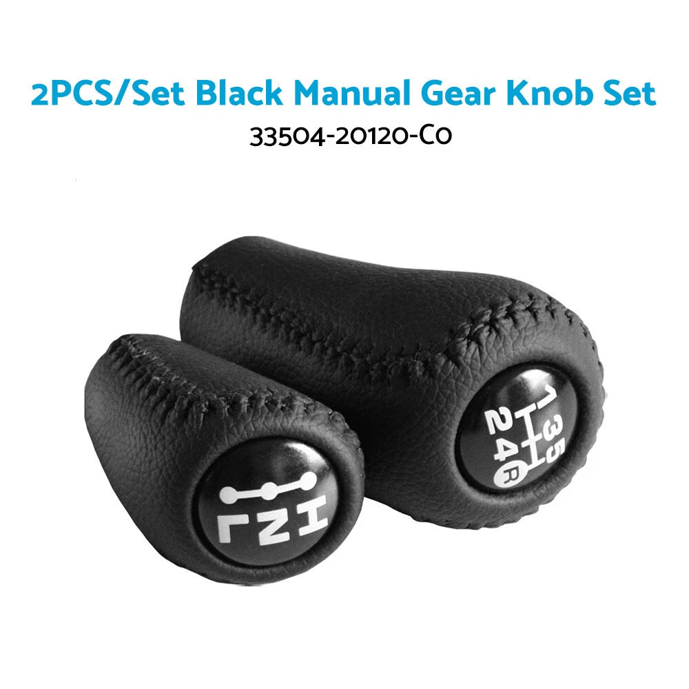 Black Leather Gear Knob Set for Toyota Lexus Scion (2005–2019)
