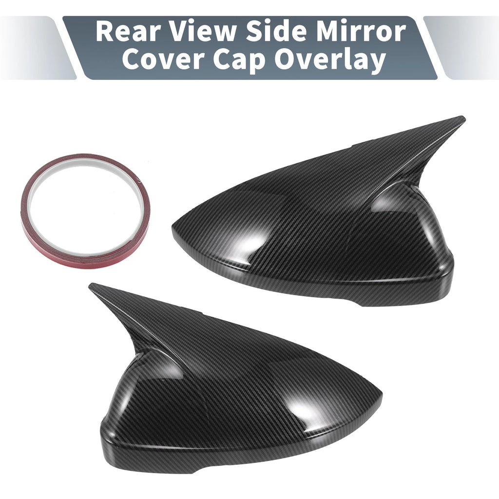 Pair Rearview Mirror Cover Overlay Black Carbon Fiber for Volkswagen Passat (2012–2019)