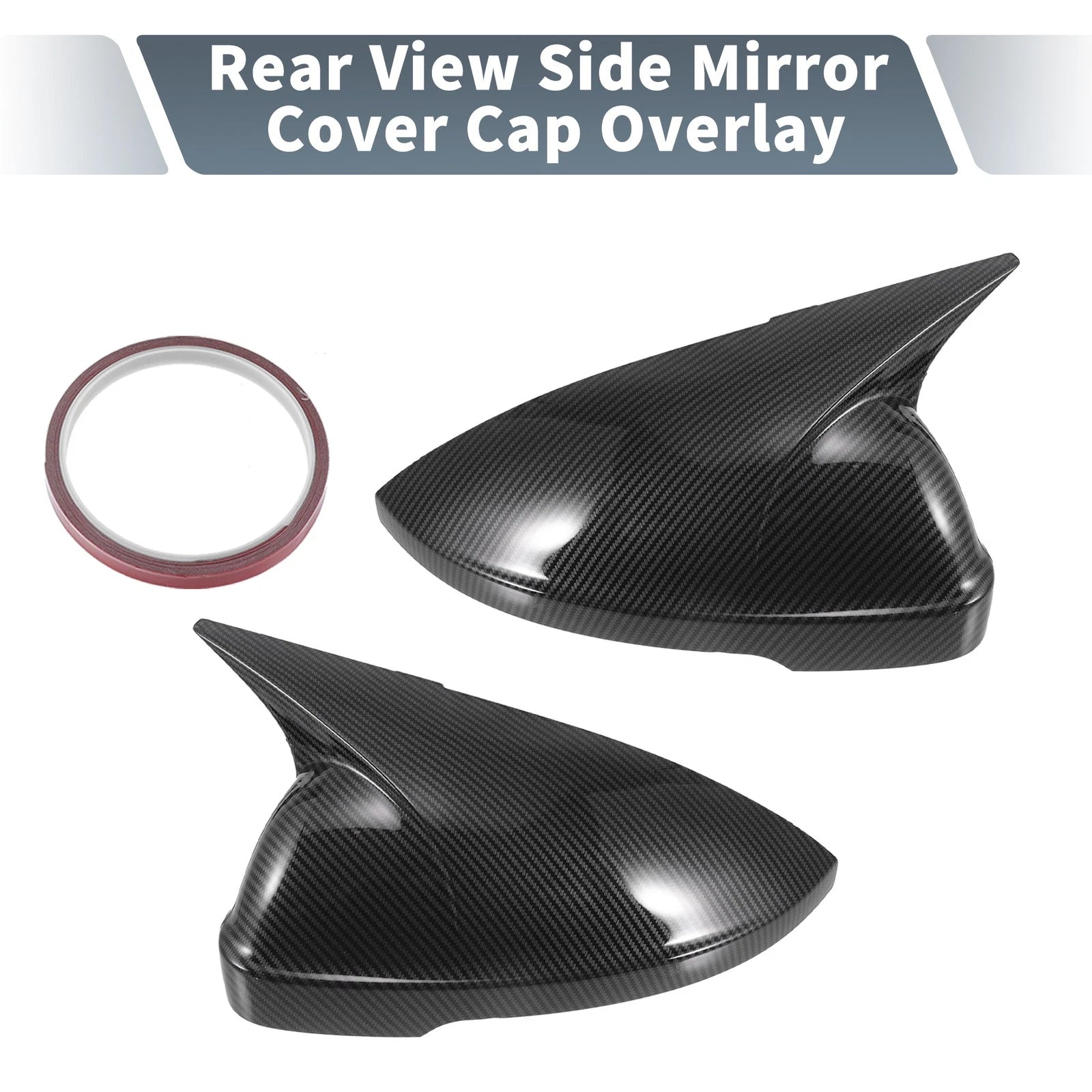Pair Rearview Mirror Cover Overlay Black Carbon Fiber for Volkswagen Passat (2012–2019)