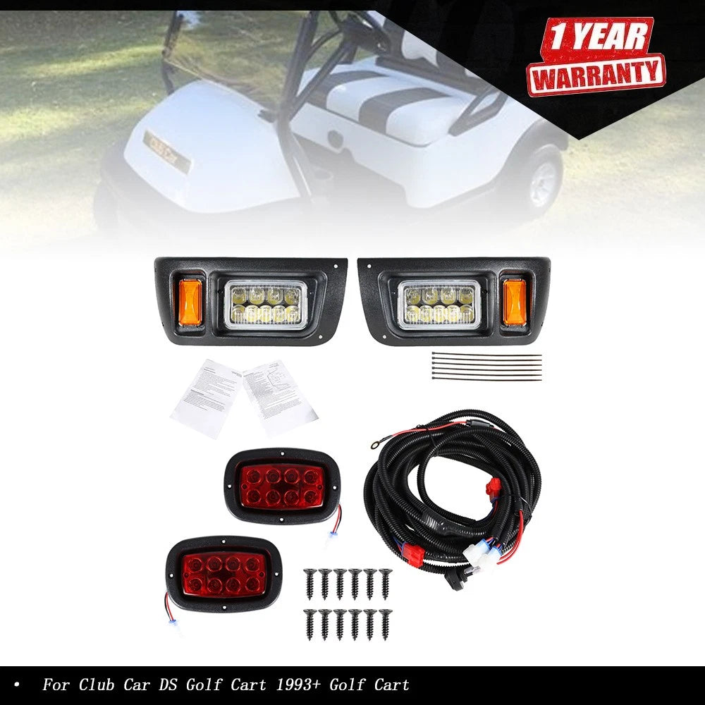 LED Headlight and Tail Light Kit for Club Car DS Golf Cart (1993–Present)