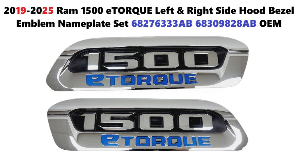 Set of 2 Hood Bezel Emblem Nameplates for Ram 1500 (2019–2025)