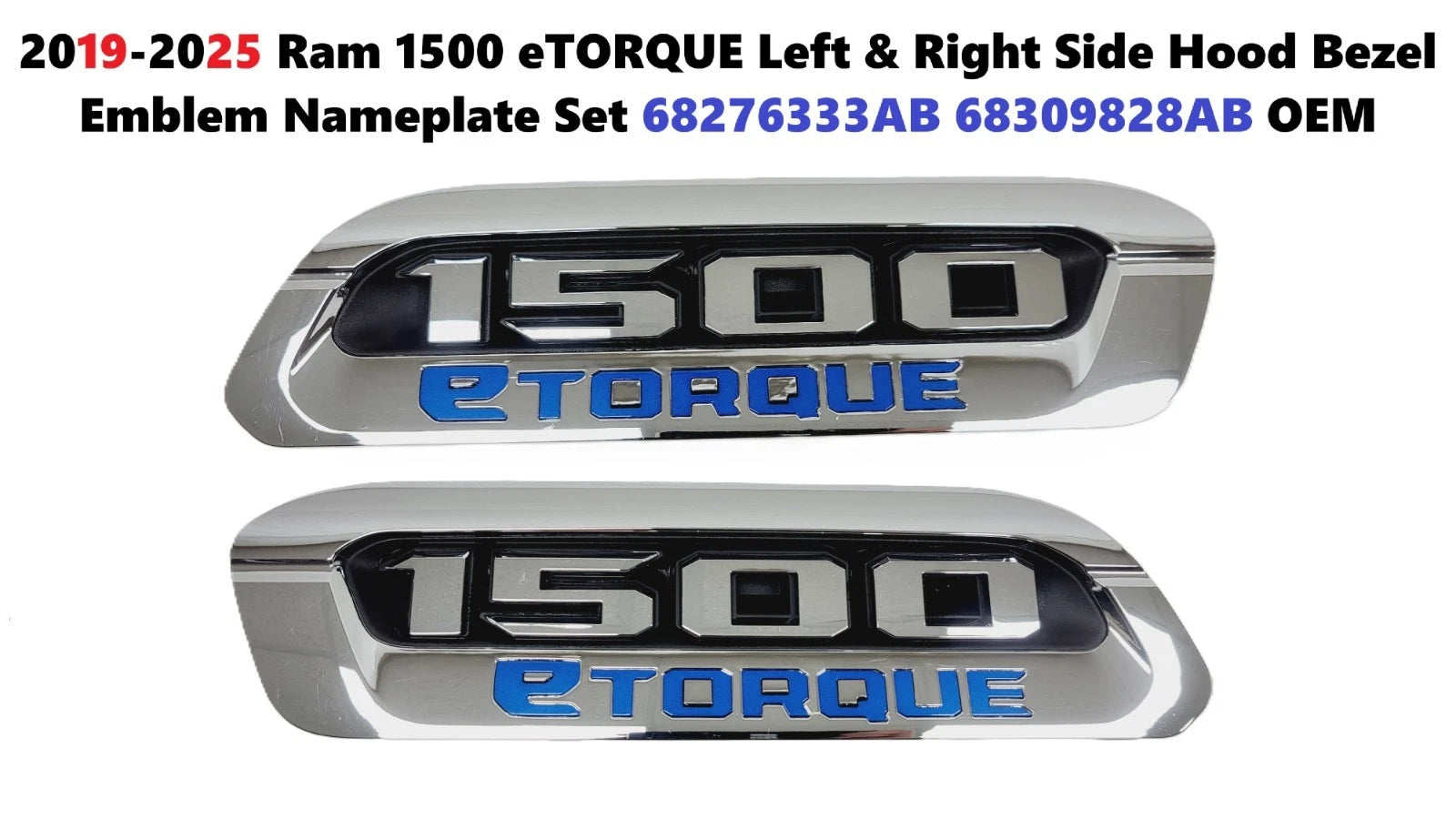 Set of 2 Hood Bezel Emblem Nameplates for Ram 1500 (2019–2025)