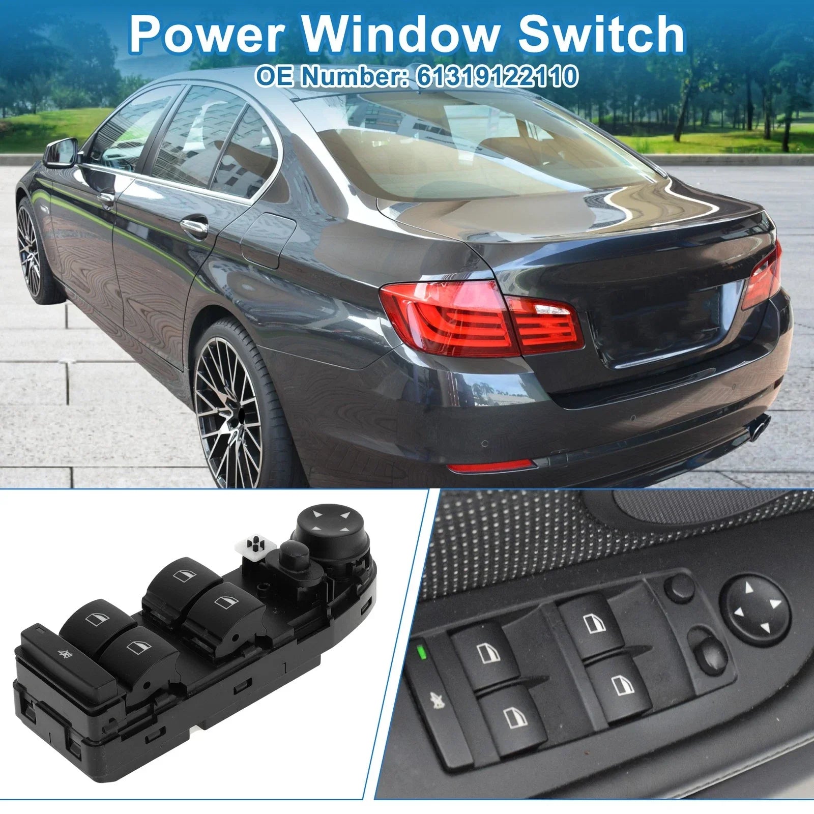 Power Window Switch Base 3.0L L6 for BMW 528i (2008-2010)