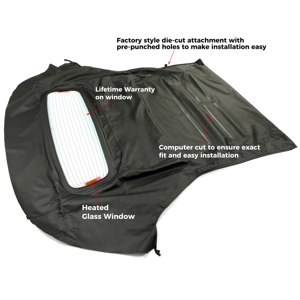 Soft Top for Ford Mustang Convertible (2005–2014) - Black Sailcloth, Glass Window