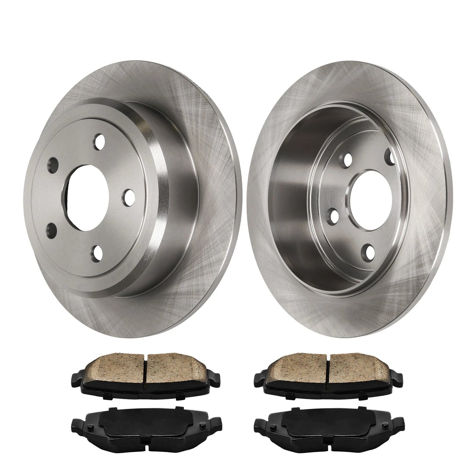 Rear Solid Brake Rotors and Ceramic Pads Set for Jeep Wrangler (2007–2018)