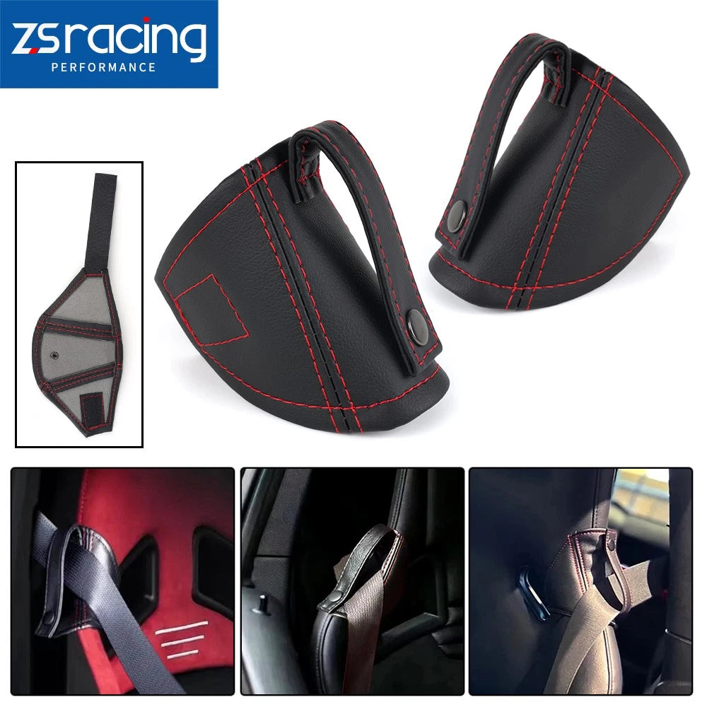 Pair of Leather Bucket Seat Belt Guide Holders for JDM Vehicles