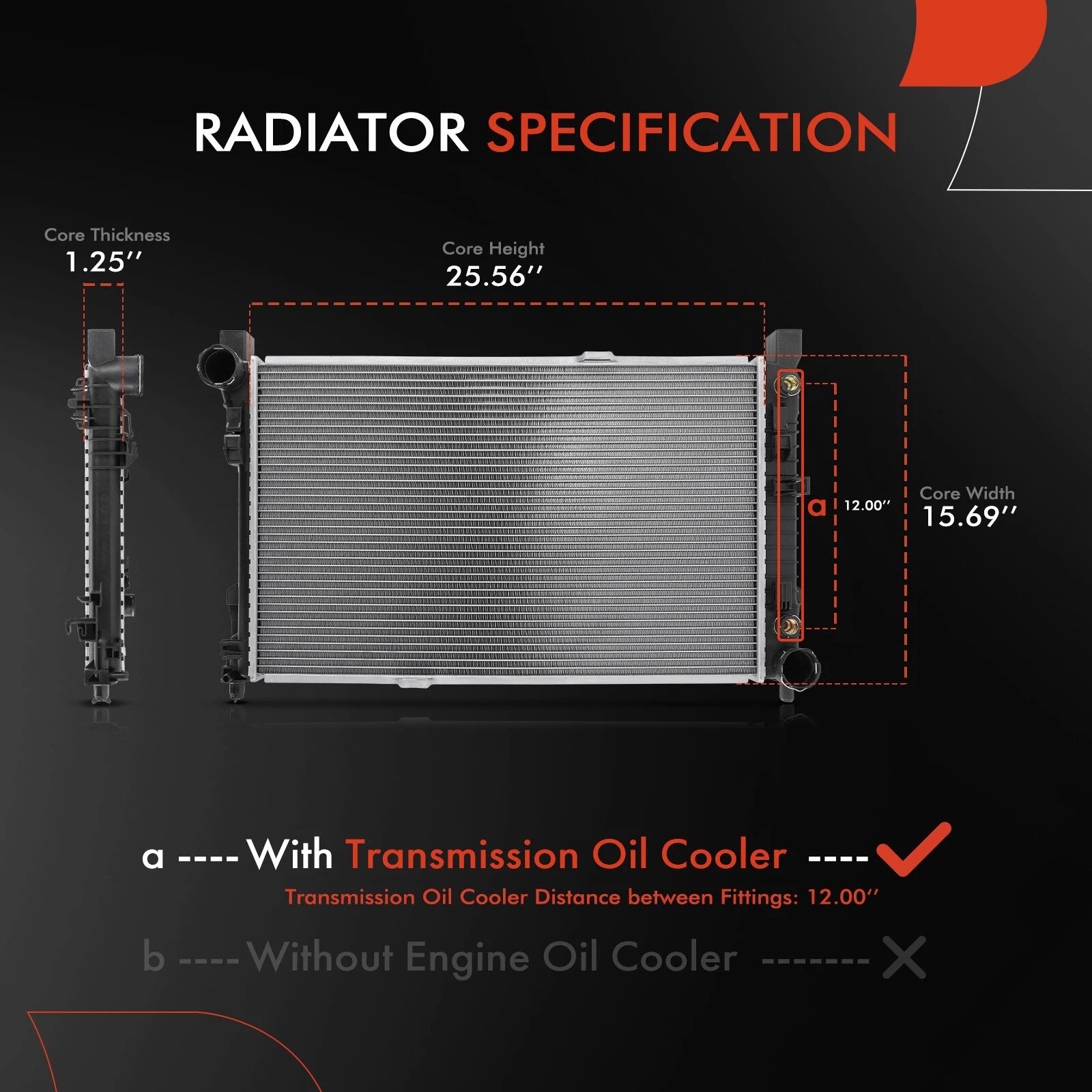 Radiator with Oil Cooler for Mercedes-Benz R171 R172 CLK350 SLK350 (2008–2009)