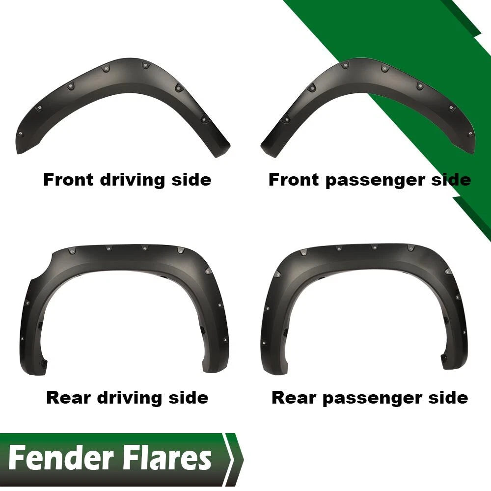 Set of 4 Pocket Rivet Fender Flares for Toyota Tundra (2007–2013)