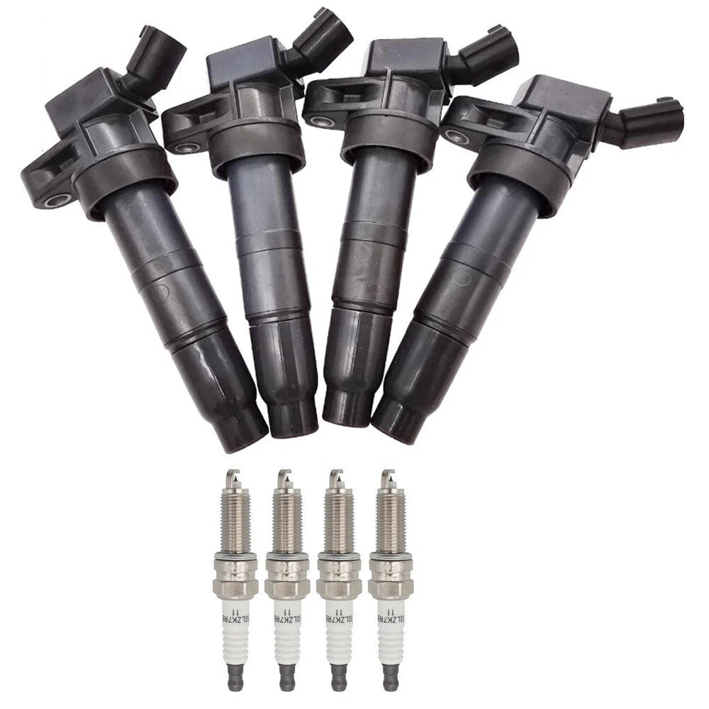 4X Ignition Coils + 4X Spark Plugs for Kia Optima, Sportage, Hyundai Sonata (2.4L)