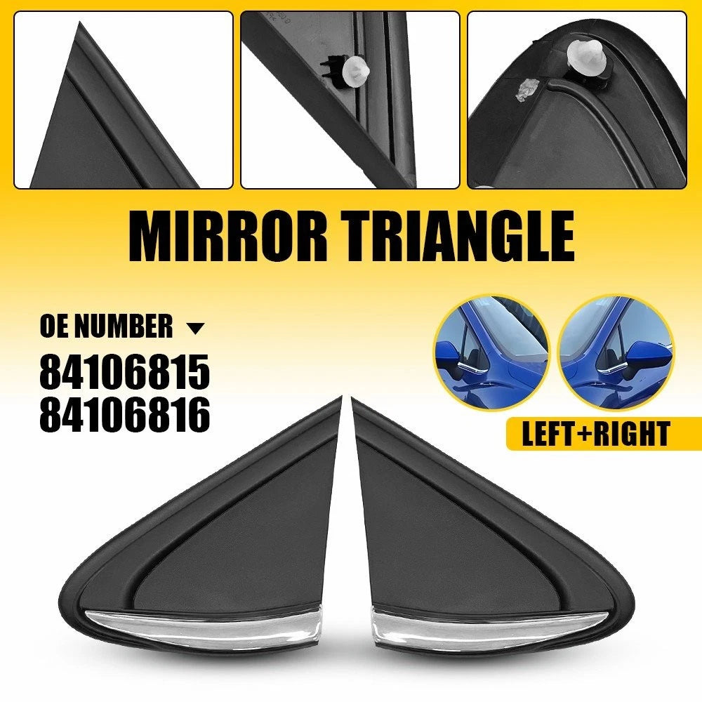Pair Black Mirror Corner Triangle Cover Pillar Trim for Chevrolet Cruze (2016–2019)