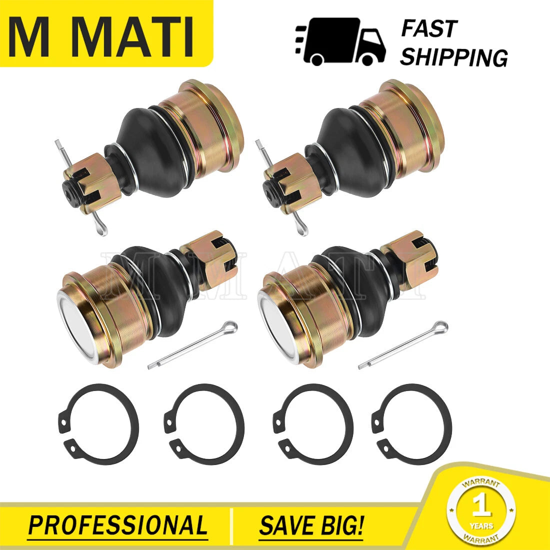 Set of 4 Front Ball Joints for Yamaha Grizzly YFM550 YFM700 (2007–2014) 3B4-23579-01-00 3B4-23579-00-00