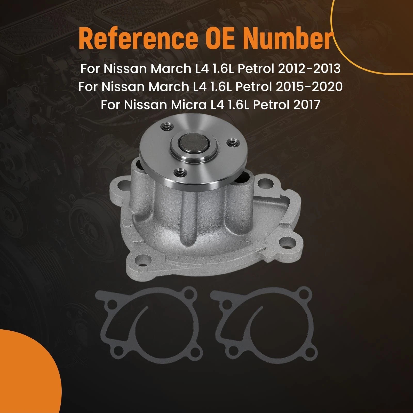 Engine Coolant Water Pump for Nissan March Versa 1.6L (2012–2020) AW6687 Aluminum