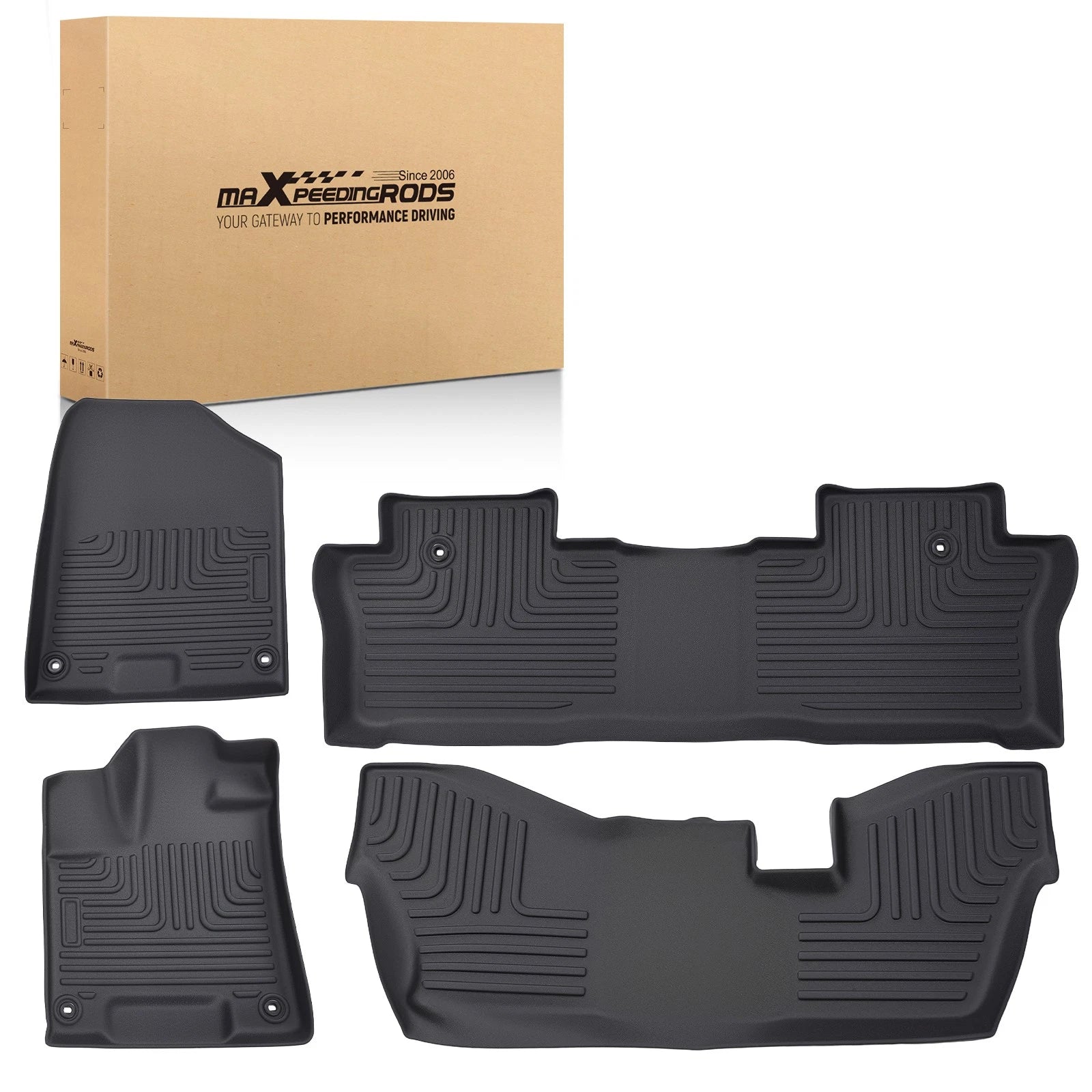 Floor Mats Liner for Honda Pilot (2016–2022) 3-Row TPE Black